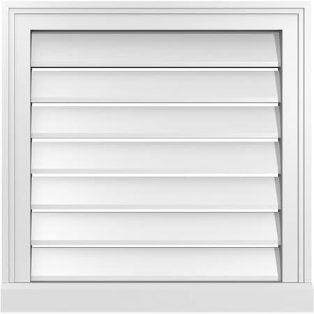 Ekena Millwork Vertical Surface Mount PVC Gable Vent: Functional, w/ 2"W x 2"P Brickmould Sill Frame, 22"W x 22"H GVPVE22X2203SF